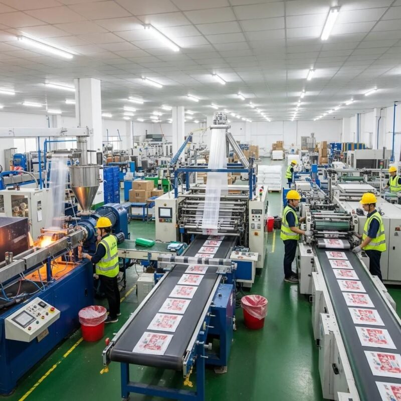 Procesos operativos de fabricación de bolsas plásticas en una fábrica