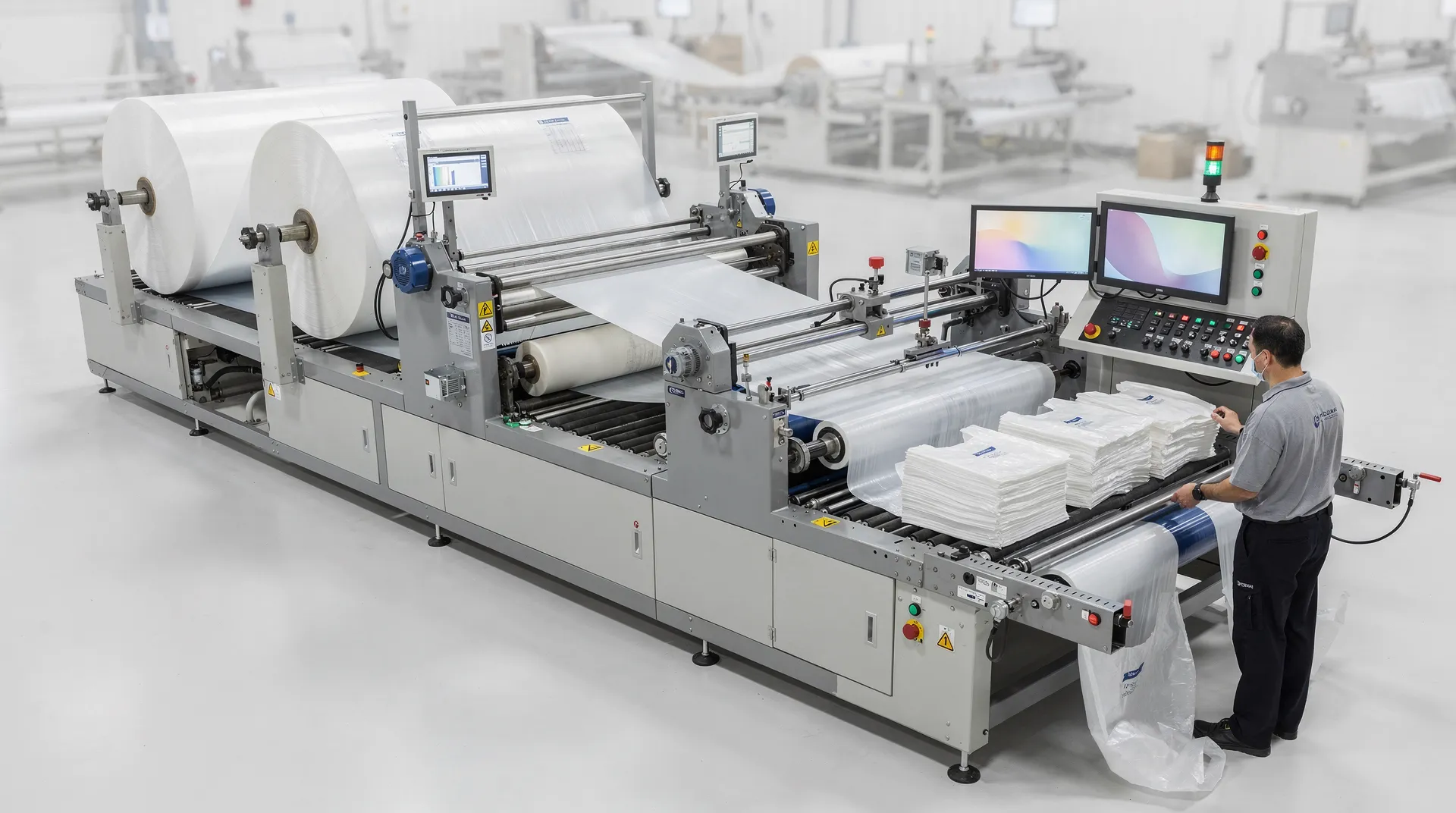 Operators of T-shirt bag machines must understand dual-sensor systems, two stepper motors, two drive systems