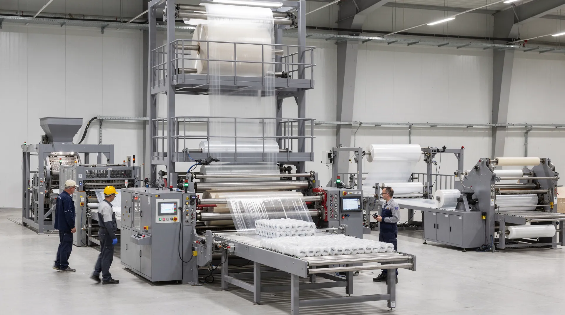 Blown film extrusion equipment for polyethylene film is a core component of plastic bag production